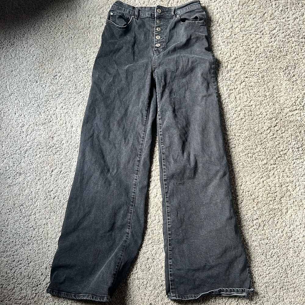 High rise wide leg black jeans